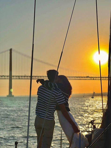 Couple Boat, Watching Sunset, On A Boat, Sail Boat, The Boat, Married Life, Couple Aesthetic, Lisbon, Dream Life