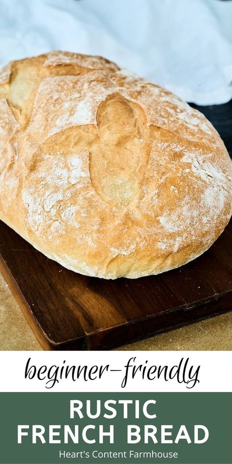 Quick Loaf Bread, Rustic Loaf Bread Recipe, Rustic French Bread, Rustic Loaf Bread, Round Loaf Bread Recipes, Round Bread Loaf Recipe, Rustic Bread Recipe Easy, Bread Recipes Rustic, Rustic French Bread Recipe