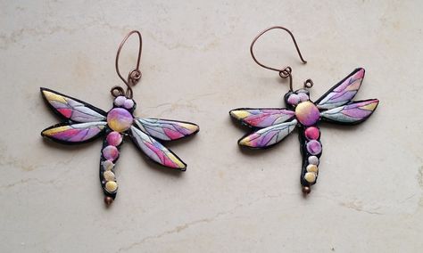 Polymer Clay Dragonfly Earrings, Dragonfly Clay Earrings, Polymer Clay Dragonfly, Jewellery Pictures, Bug Jewelry, Beaded Dragonfly, Time Pass, Lady Bugs, Clay Inspiration