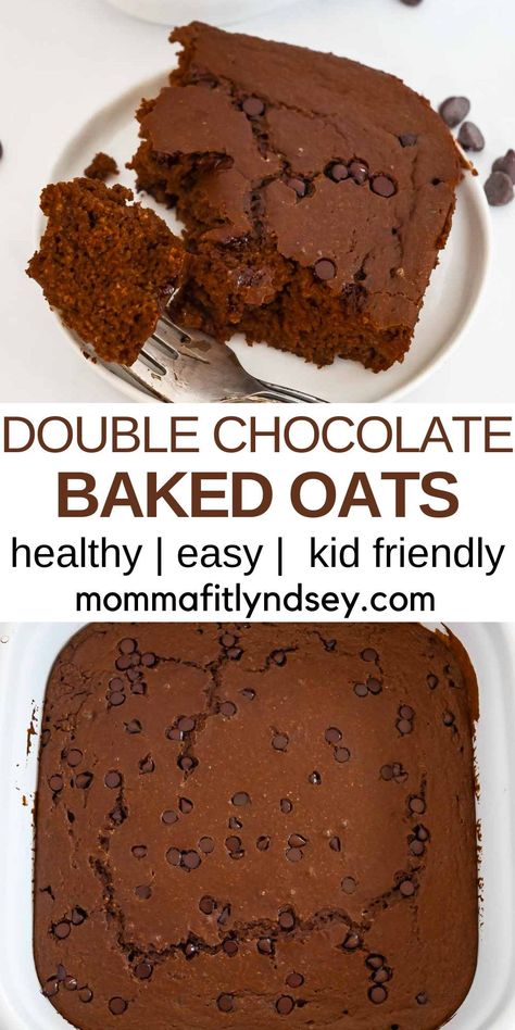 Chocolate Protein Baked Oatmeal, Protein Baked Oats Meal Prep, Microwave Cake Full Size, Chocolate Protein Baked Oats, Baked Oatmeal With Protein Powder, Baked Protein Oats, Healthier Brownies, Macro Foods, Brownie Baked Oatmeal