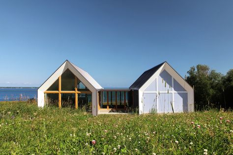 Twin Homes in Canada Frame Tranquil Sea Views Twin Homes, One Room Cabins, Contemporary Beach House, Vernacular Architecture, Modern Beach House, Shed Homes, Beach House Design, Forest House, Architectural Inspiration