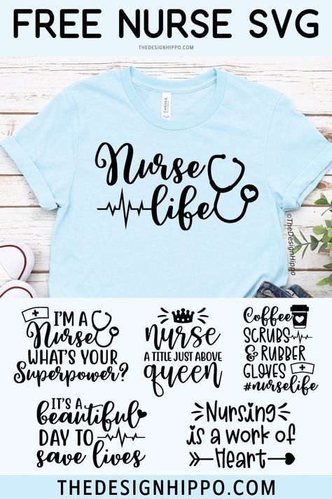 6 Free Nurse SVG Cut Files Nurse Cricut Ideas, Free Nurse Svg, Free Svg Files For Silhouette, Nurse Cricut, Svg Free Files For Cricut, Cricut Nurse, Using Quotes, Nurses Week Quotes, Gifts For Nurse