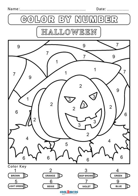 Free Color by Number Worksheets | Cool2bKids Activity Pages For Kids Free Printables, Halloween Color By Number, Listening Games, Trip Activities, Color By Number Printable, Kindergarten Colors, Preschool Language, Halloween Worksheets, Preschool Colors