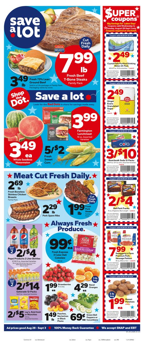 Weekly Ad | Save A Lot Grocery Ads, T Bone Steak, T Bone, Weekly Ads, Drinking Water, Labour Day, Every Day