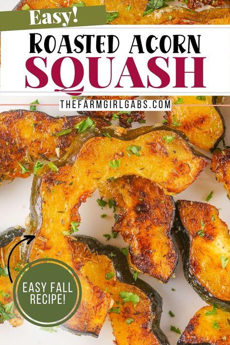 These Roasted Acorn Squash Slices are a super tasty, quick, and easy side dish. With few ingredients and minimal cook/prep time, this fall dish is great as a last-minute addition. The rich flavors of acorn squash are heightened by the aromatic herbs and brought full circle with the addition of parmesan and seasonings. Ww Acorn Squash Recipes, A Corn Squash, Sliced Acorn Squash Recipes, Cook Acorn Squash In Oven, Eggcorn Squash Recipes, Roasted Acorn Squash Oven, Baked Acorn Squash Recipes, Roasted Acorn Squash Recipes, Cooking Acorn Squash