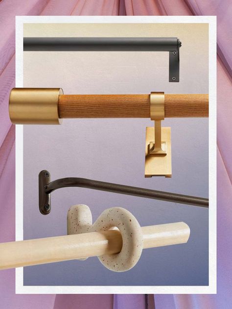 The Best Curtain Rods of 2022, According to Domino’s Style Director Best Curtain Rods, Ikea Hemnes Bed, White Curtain Rod, Wood Curtain Rods, Finials For Curtain Rods, Wood Curtain, Steel Curtain, Different Design Styles, Rustic Hardware