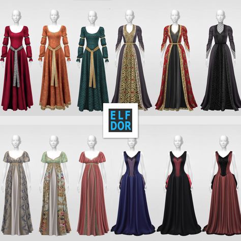 Patreon Content - July Collection 2 - ELFDOR Sims 4 Historical Cc Kitchen, Sims 4 Historical Cc Patreon, Sims 4 Medieval Clothing, Elfdor Sims 4 Cc, Sims 4 Medieval Cc Patreon, Sims 4 Medevil Cc, Sims 4 Medieval Dress, Sims 4 Bridgerton Cc, Sims Medieval Cc