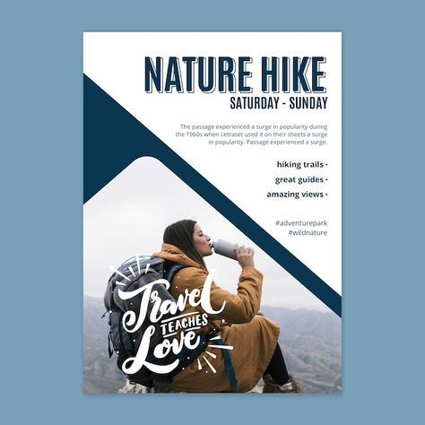 Wild nature poster template | Free Vector #Freepik #freevector #hiking-poster #mountain-poster #activity-poster #adventure-poster Hiking Poster, Poster Activity, Adventure Poster, Mountain Poster, Poster Template Free, Sports Templates, Nature Poster, Running Club, Nature Posters