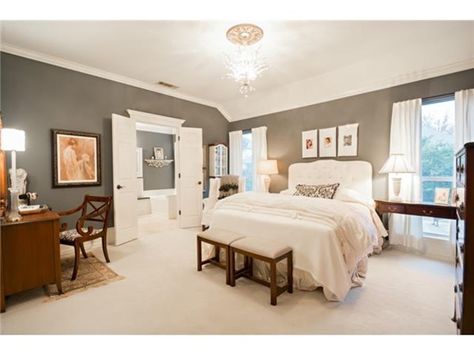 Whole House Color Scheme - master bedroom Frames Over Bed, Amherst Gray, Whole House Color Scheme, Grey Linen Bedding, Cheap Bedding, Favorite Paint Colors, House Color Schemes, House Color, Favorite Paint