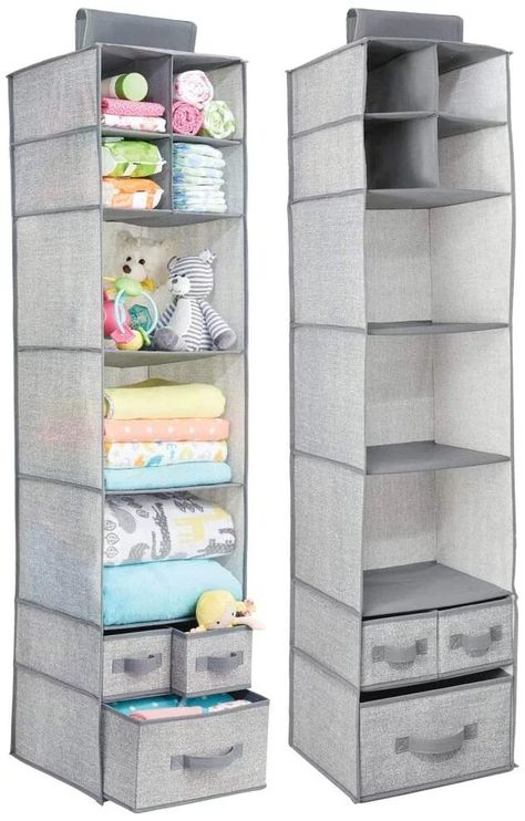 mDesign Soft Fabric Over Closet Rod Hanging Storage Organizer Closet Nursery, Hanging Closet Storage, Organiser Son Dressing, Baby Room Closet, Baby Nursery Closet, Closet Clutter, Nursery Closet Organization, Baby Closet Organization, Closet Rods