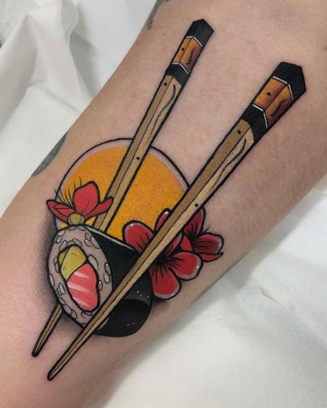 Sushi Tattoo, Euphoria Tattoo, Pizza Tattoo, Trending Tattoos, Food Tattoos, Traditional Sleeve, Traditional Japanese Tattoos, New School Tattoo, Sitges