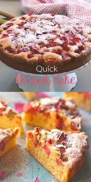 Easy Rhubarb Recipes, Rhubarb Desserts Recipes, Rhubarb Cake Recipes, Best Rhubarb Recipes, Cake Portions, Fluffy Light, Rhubarb Desserts, Rhubarb Cake, Cake Vegan