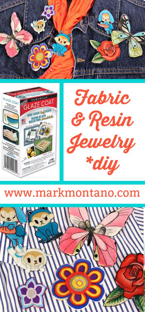 Make beautiful jewelry with fabric and resin! #MarkMontano #MakeYourMark #GlazeCoat #ResinJewelry #FabricJewelry #E-6000 Fabric In Resin, Mark Montano, Life Jewelry, Tree Of Life Jewelry, Resin Jewelry Diy, Diy Epoxy, Fun Jewelry, Recycled Jewelry, Fabric Jewelry