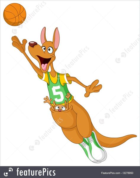 Kangaroo Cartoon, Wildlife Illustration, Scooby Doo, Kangaroo, Stock Illustration, Royalty, Royalty Free, Basketball, Graphic Design