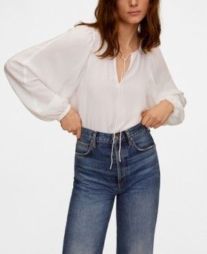 White Flowy Blouse, White Flowy Top, Flowy Fabric, Future Style, Flowy Blouse, Flowy Top, Long Puff Sleeves, Blouse Online, Flowy Tops