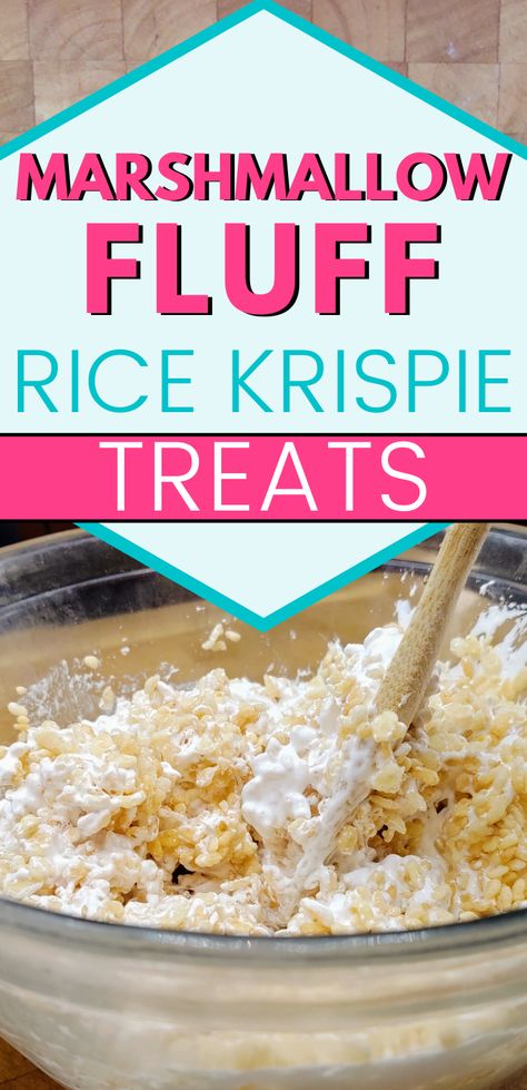 Rice Krispie Treats With Fluff, Homemade Rice Krispies, Marshmallow Fluff Recipes, Crispy Treats Recipe, Homemade Rice Krispies Treats, Rice Crispy Treats Recipe, Creamed Rice, Fluff Recipe, Krispie Treats Recipe