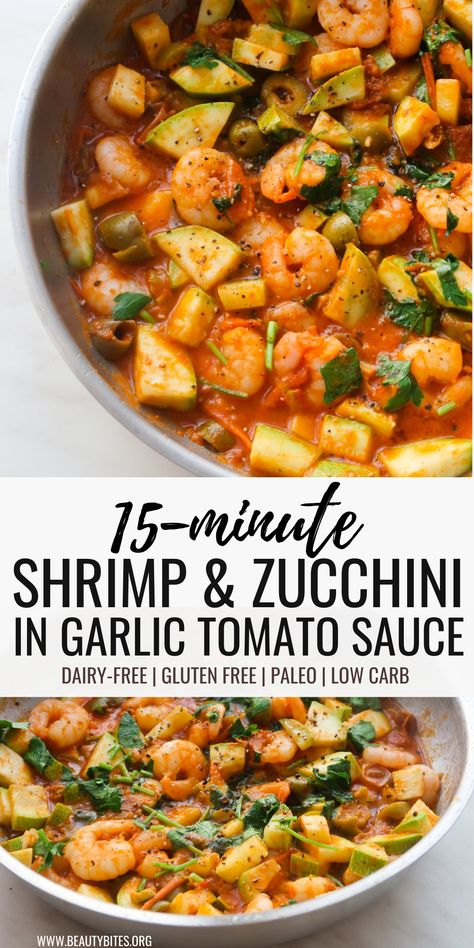 Shrimp Zucchini Recipes, Shrimp And Zucchini, Shrimp Zucchini, Pan Shrimp, Tomato Sauce Recipe, Shrimp Recipes Easy, Shrimp Dishes, Easy Healthy Dinner, Shrimp Recipe