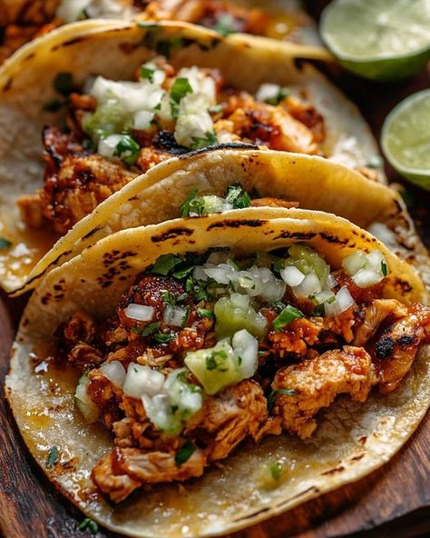 Savor Station | Taqueria-Style Chicken Tacos | Facebook Wfh Motivation, Tacos Aesthetic, Chicken Birria Tacos, Mexican Chicken Tacos, Margarita Chicken, Chicken Tacos Recipe, Taco Ingredients, Funny Farm, Street Tacos