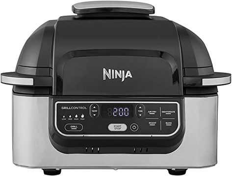 Ninja Foodi Health Grill and Air Fryer [AG301UK] 5.7 Litres, Brushed Steel and Black #NinjaFoodi #HealthyCooking #AirFryer #Grill #Roast #Bake #DeliciousAndHealthy #KitchenGadget #UpgradeYourKitchen #FoodieLife Offer accurate on date posted, 20th April 2023 Parrilla Interior, Deep Fryers, Grill Brush, Indoor Grill, Grill Plate, Conventional Oven, Just Bake, Ninja Foodi, Beef Jerky