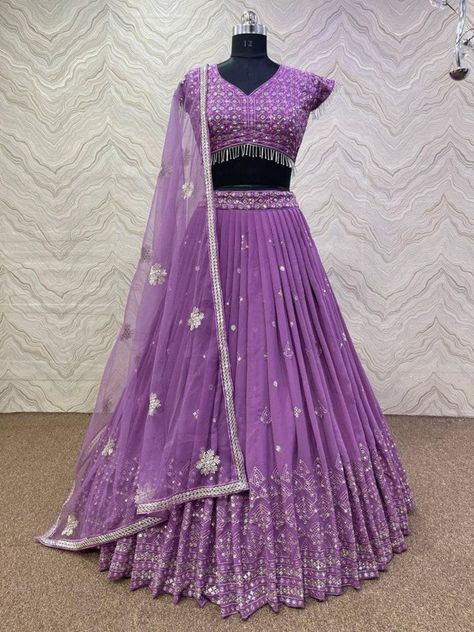 Latest Lehnga Designs, Lehenga Designs Latest, Latest Lehenga Designs, Purple Lehenga, Bridal Lehenga Designs, Simple Lehenga, Latest Bridal Lehenga, Half Saree Lehenga, Georgette Lehenga