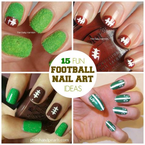 15 Fun Football Nail Art Ideas. Just in time for the big game! Super Bowl Nails, Football Nail Designs, Football Nail Art, Football Nails, Nail Designs Tutorial, Cool Nail Designs, Nail Art Ideas, Design Tutorials, How To Do Nails