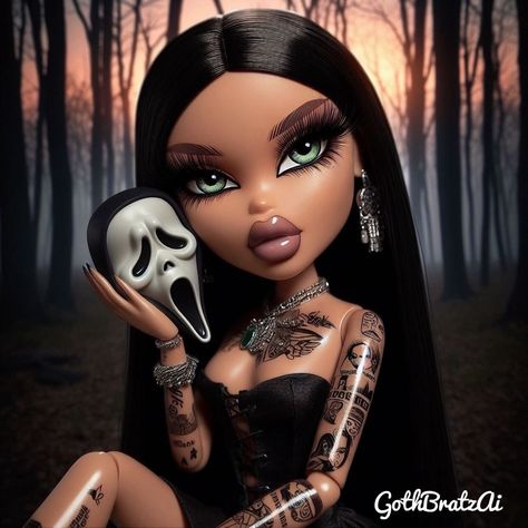 I know scream is horror movie but happy thriller Thursday 🔪🖤 #bratz #explorepage Ghostface Makeup, Alt Baddie, Bratz Movie, Horror Cartoon, Brat Doll, Female Cartoon Characters, Romantic Goth, Female Cartoon, Cartoon Profile