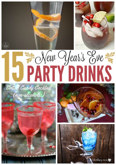 Are you planning a New Year's Eve party? Don't forget to plan your drink menu! There are many choices from champagne to cocktails or even sangria. Find the perfect refreshments to serve while ringing in the New Year with these party drink recipes. via @da Party Drink Recipes, Nye Drinks, Alcohol Candy, New Years Eve Drinks, Hosting Christmas Dinner, New Year's Drinks, New Year's Eve Activities, Candy Cocktails, Ringing In The New Year