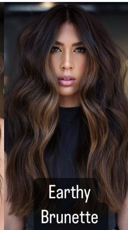 Earthy Brunette Hair Balayage, Earthy Brown Hair, Earthy Brunette Balayage, Earthy Brunette, Earthy Brunette Hair, Dark Hair With Light Front Face Framing, Chocolate Brunette, Dyeing Hair, Balayage Long Hair