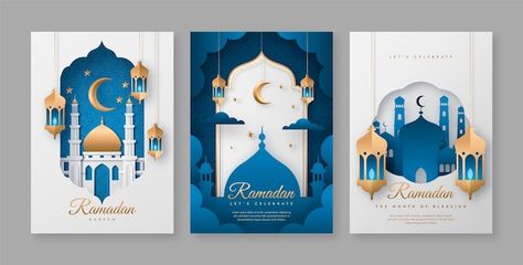 Free vector paper style ramadan celebrat... | Free Vector #Freepik #freevector #fasting #ramadan-fasting #islamic-ramadan #ramadan-template Ramadan Banner, Ramadan Celebration, Eid Card Designs, Ramadan Kareem Decoration, Illustrator Design Tutorial, Greeting Card Collection, Valentines Day Couple, Heart Hands Drawing, Paper Style