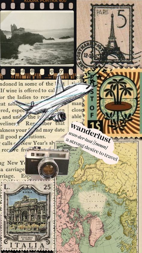 Travel Moodboard Aesthetic, Travelogue Ideas Layout Aesthetic, Travel Aesthetic Moodboard, Collage Presentation Design, Travel Phone Wallpaper, Vintage Travel Aesthetic Wallpaper, Travel Collage Ideas, Travel Collage Aesthetic, Travel Aesthetic Wallpaper Collage