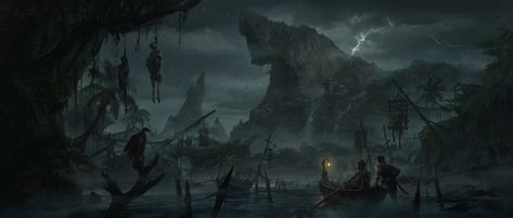 ArtStation - Misty Island, Xiang Meng Island Fantasy Art, Stormy Island, Dark Island, Dnd Backgrounds, Fantasy Island, Action Adventure, Dark Fantasy Art, Dark Fantasy, Great Britain