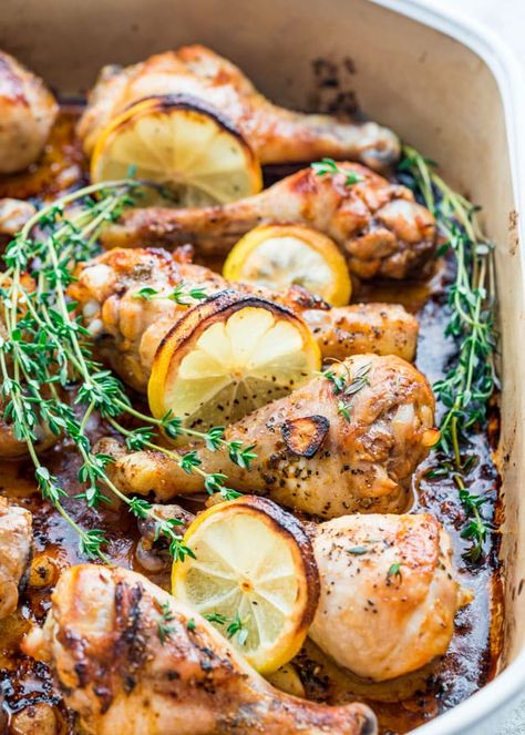 Lemon Garlic Roasted Chicken Legs.  ("Jo Cooks.") Garlic Roasted Chicken, Roasted Chicken Legs, Chicken Garlic, Chicken Leg Recipes, Roasted Garlic Chicken, Jo Cooks, Oven Chicken Recipes, Chicken Recipes Video, Roasted Chicken Breast