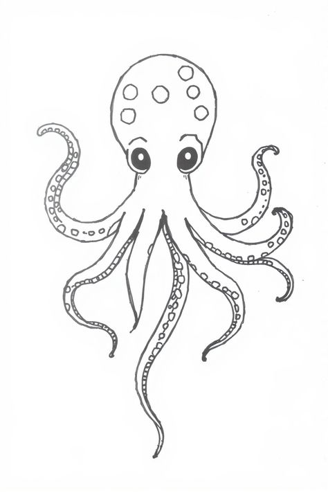 Check Out This Simple Octopus Doodle Drawing & 12+ Other Octopus Drawing Ideas! #drawingideas #drawinginspiration Octopus Posca Art, Octopus Vector Illustration, Cartoon Octopus Drawing, Octopus Sketch Simple, How To Draw An Octopus, Octopus Drawing Easy, Simple Colorful Drawings, Dumbo Octopus Drawing, Octopus Drawing Simple