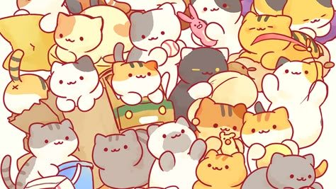 Neko wallpaper Cat Pattern Wallpaper, Wallpaper Gatos, Wallpaper Horizontal, Pop Cat, Rabbit Wallpaper, Chibi Wallpaper, Neko Atsume, Chibi Cat, Cocoppa Wallpaper