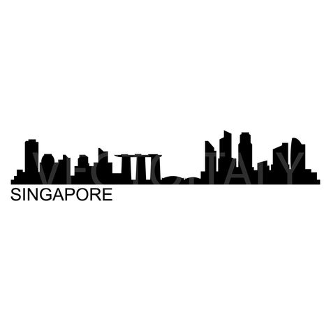 City Skylines, City Skyline, Instant Download Etsy, Digital Image, Drawing And Illustration, Singapore, Digital Drawing, Drawing Illustrations, Instant Download