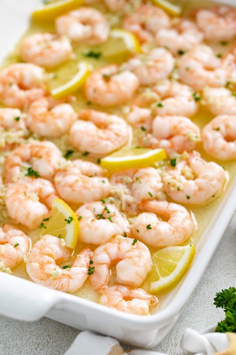 Freezer Meal Ideas, Lemon Butter Shrimp, Garlic Lemon Butter Sauce, Shrimp In The Oven, Frozen Cooked Shrimp, Cooked Shrimp Recipes, Buttered Shrimp Recipe, Best Freezer Meals, Shrimp Marinade