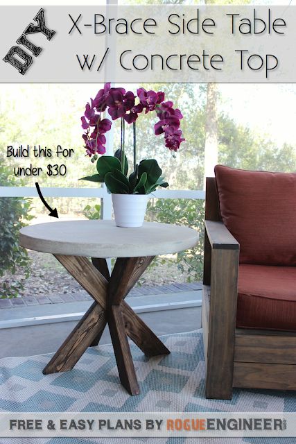 Concrete Table Top, Wood Furniture Plans, Concrete Patios, Diy Outdoor Table, Diy Side Table, Concrete Diy Projects, Diy Outdoor Furniture Plans, Patio Side Table, Outdoor Patio Set