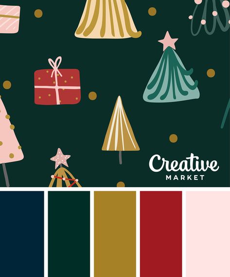 On the Creative Market Blog - Christmas Color Palettes: 8 Designers Share their Go-to Hues Xmas Color, Christmas Palette, Christmas Colour Schemes, Christmas Color Palette, Color Schemes Colour Palettes, Family Christmas Cards, Christmas Color, Theme Color, Color Palette Design