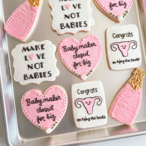 Cookies for a party celebrating getting her tubes tied—cookies for every occasion. Sterilization Celebration, Tubal Removal Party, Sterilization Party, Female Sterilization, Baby Maker, Health Fair, 27th Birthday, Floral Cupcakes, Diy Cookie