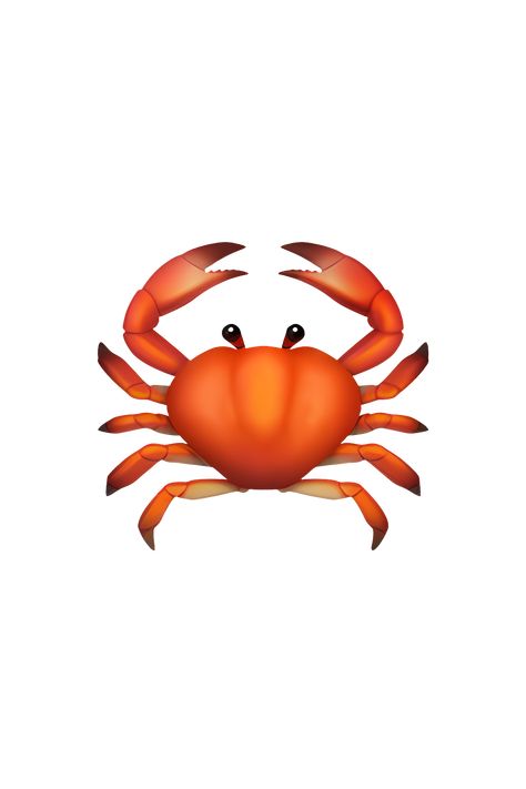 The emoji 🦀 depicts a red crab with two large claws, six legs, and two small eyes on stalks. The crab is facing left and appears to be scuttling sideways. The overall appearance of the emoji is cute and cartoonish. Crab Cute, Emojis Iphone, Apple Emojis, Emoji Cat, Emoji Png, Small Eyes, Iphone Emoji, Emoji Iphone, Icon Emoji