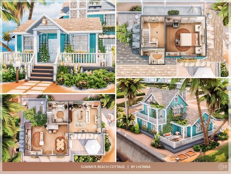 The Sims Resource - Summer Beach Cottage /No CC/ Sims 4 Coastal Cottage, Sims 4 Beach House Layout, Sims Beach House Floor Plans, Sims4 Beach House, Sims 4 Beach House Floor Plans, Sims 4 Sulani House Plan, Beach House Layout Floor Plans, Sims Sulani, Sims 4 Houses Layout Floor Plans