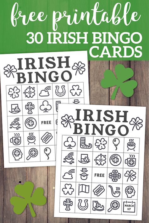 Free Printable St. Patrick's Day Bingo Cards. Irish bingo cards complete class set of thirty. Shamrock, rainbow, pot of gold. #papertraildesign #lucky #bingo #irish #irishbingo #stpatricksdaybingo #stpatricks #stpatrick #stpatricksbingo #happystpatricksday #stpatricksactivity #free #freeprintable March Games, Dollar Tree Storage Bins, Free Printable Bingo Cards, Dollar Tree Storage, Paper Trail Design, St Patrick Day Activities, March Activities, Trail Design, Bingo Cards Printable