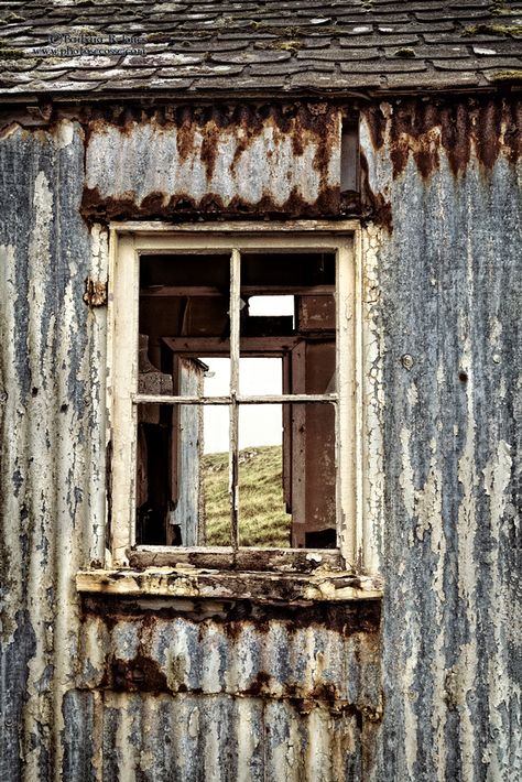 Abandoned Cottage, Urban Decay Photography, Garden Fence Panels, Rusty Tin, Broken Window, Peeling Paint, Beautiful Windows, Rusted Metal, Old Windows