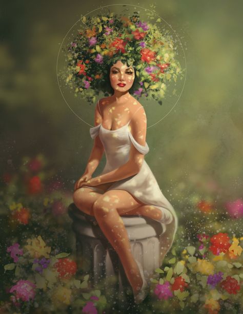 Goddess Of Flowers, Nature And Flowers, Divine Goddess, Roman Gods, Greek And Roman Mythology, Roman Goddess, Roman Mythology, Picture Illustration, Beltane