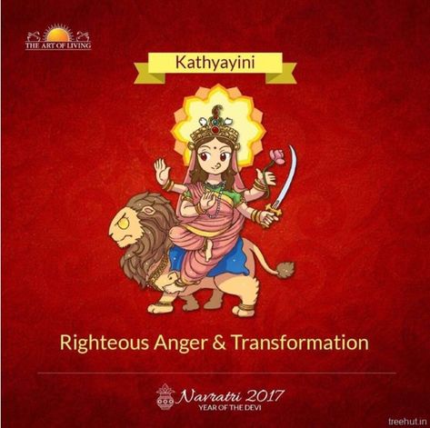 Devi Durga's roop on the sixth day Katyayani Devi, Durga Navratri, Navratri Devi Images, Nav Durga, Durga Ma, Navratri Wishes, Happy Navratri Images, Shakti Goddess, Sixth Form