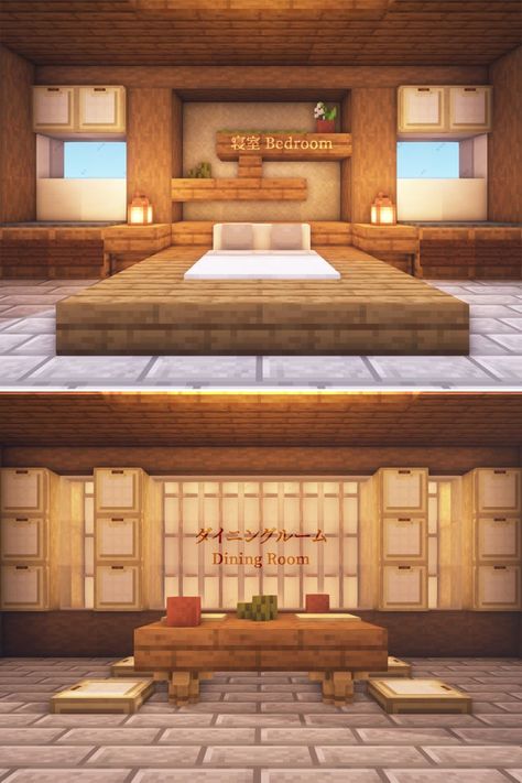 Japanese House Design Minecraft, Minecraft Waiting Room, Japanese Themed Minecraft Builds, Minecraft Japanese Bedroom, Minecraft Japanese Kitchen, Minecraft Rooms Bedrooms, Japanese Buildings Minecraft, Japanese House Minecraft Ideas, Japanese Minecraft Ideas