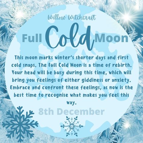 Willow Witchcraft Skyclad Witchcraft, December Full Moon, Cold Moon, Sagittarius Season, Moon Book, Happy December, Moon Magic, Kitchen Witch, Winter Solstice