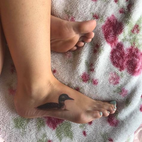 Loon Tattoo Ideas, Loon Tattoo, Lake Tattoo, Character Customization, Flying Tattoo, Sister Tattoo, Sister Tattoos, Foot Tattoo, Tat Ideas