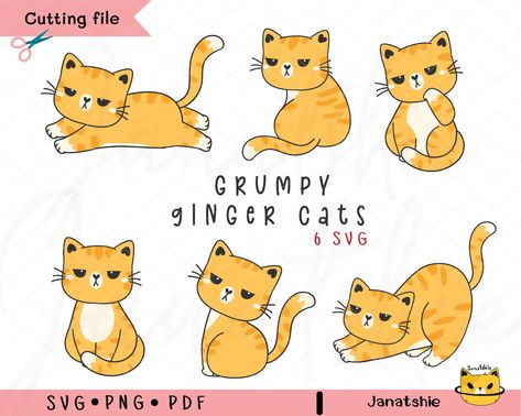 Orange Kitty Tattoo, Ginger Cat Tattoo, Orange Cat Cartoon, Cartoon Hand Drawing, Kitten Clipart, Orange Kitty, Drawing Funny, Kitten Drawing, Chat Kawaii