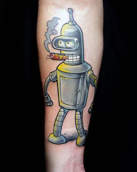 Futurama Tattoo, Bender Futurama, C Tattoo, Cartoon Character Tattoos, Glitter Tattoo, Symbol Tattoos, Cartoon Tattoos, Futurama, Star Tattoos